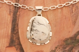 Genuine White Buffalo Turquoise Native American Pendant